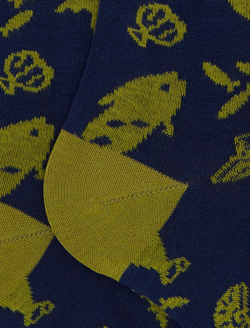 Men's cotton socks with primordial fish pattern blue - The SS Edition | Gallo 1927 - Official Online Shop