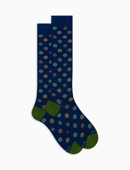 Calze lungo donna cotone fantasia portafortuna blu - Lunghe | Gallo 1927 - Official Online Shop