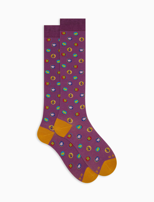 Women's long cotton socks with lucky charms pattern purple - Woman | Gallo 1927 - Official Online Shop
