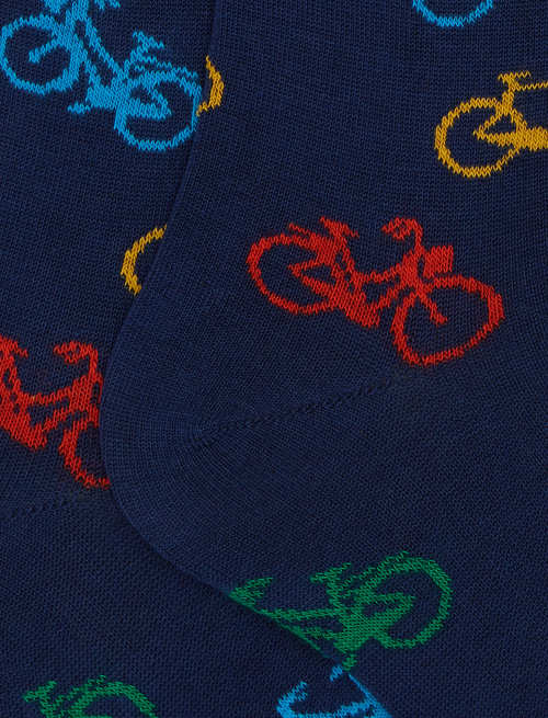 Men's long socks cotton patterned bicycles blue - Man | Gallo 1927 - Official Online Shop