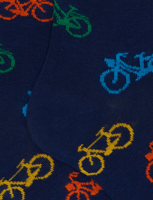 Men's short cotton socks with bicycle pattern blue - Man | Gallo 1927 - Official Online Shop