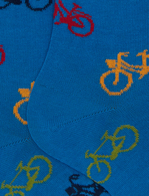 Men's short cotton socks patterned bicycles light blue - Man | Gallo 1927 - Official Online Shop