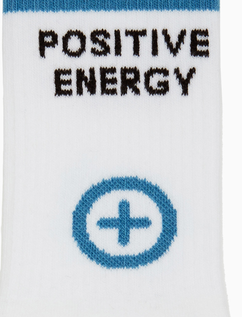 Calze corte unisex in spugna di cotone bianco Gallo pharmacy con scritta "positive energy" | Gallo 1927 - Official Online Shop