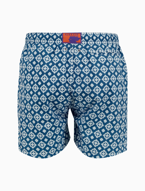 Men's swimming shorts blue with geometric pattern - Man | Gallo 1927 - Official Online Shop