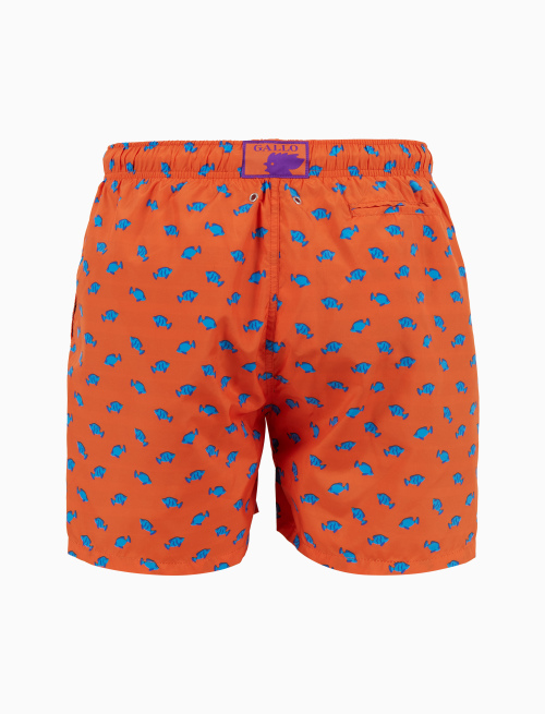 Men's swimming shorts orange with two-tone fish pattern - Man | Gallo 1927 - Official Online Shop