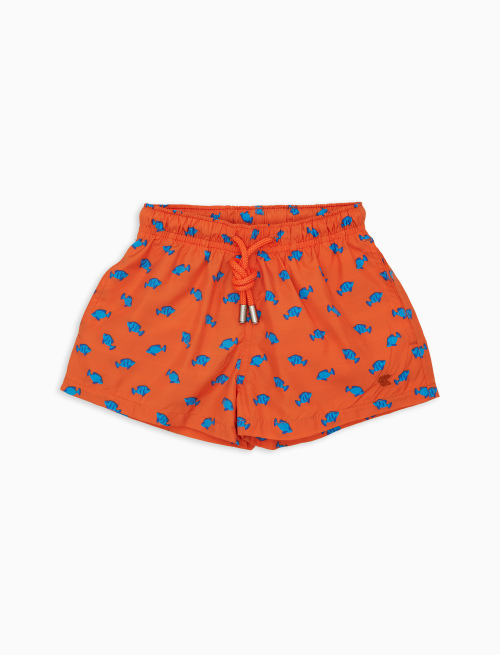 Boxer mare bambino fantsia pesciolini a due colori arancio - Beachwear | Gallo 1927 - Official Online Shop