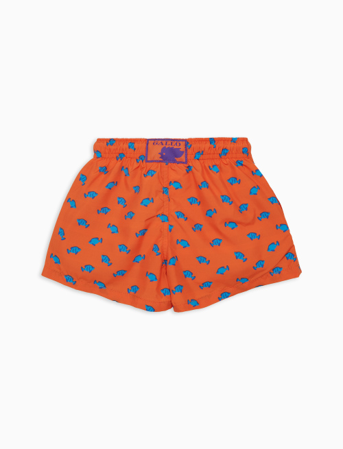 Boxer mare bambino fantsia pesciolini a due colori arancio - Beachwear | Gallo 1927 - Official Online Shop