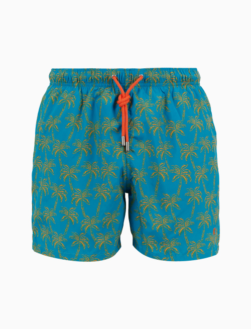 Men's swimming shorts light blue with palm pattern - Man | Gallo 1927 - Official Online Shop
