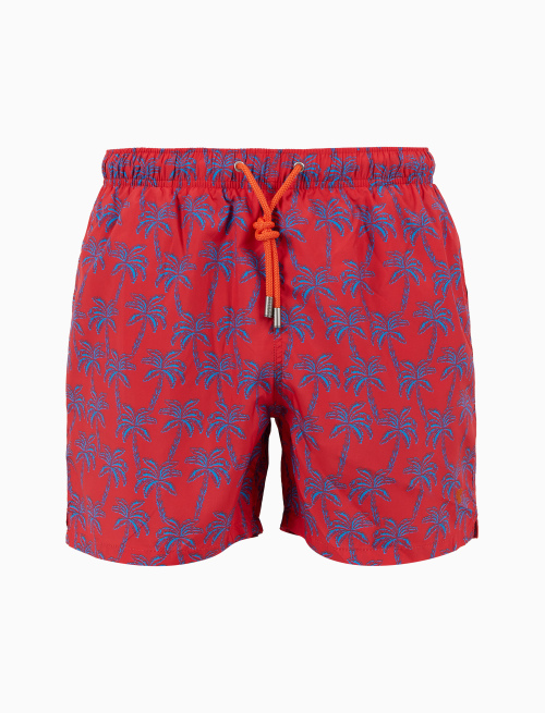 Men's swimming shorts red with palm pattern - Man | Gallo 1927 - Official Online Shop