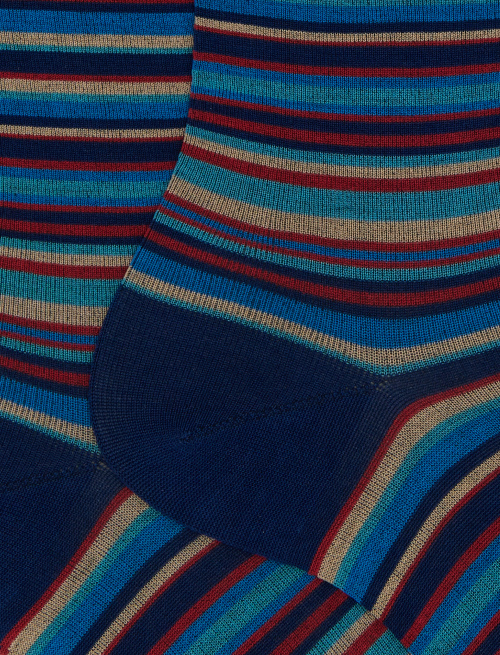Men's short cotton socks blue with ultrafine stripes - Man | Gallo 1927 - Official Online Shop