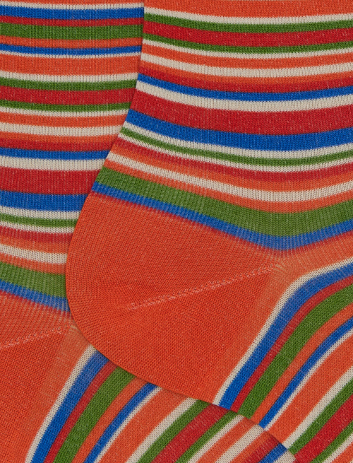 Men's short cotton socks orange with ultrafine stripes - Man | Gallo 1927 - Official Online Shop