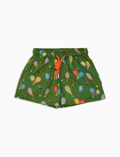 Boxer mare bambino fantasia racchette verde - Beachwear | Gallo 1927 - Official Online Shop