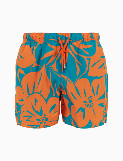 Men's swimming shorts orange with floral pattern - Man | Gallo 1927 - Official Online Shop