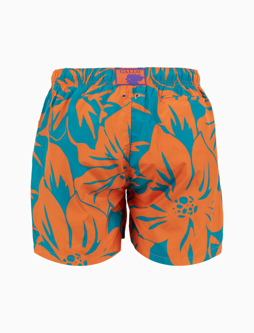 Men's swimming shorts orange with floral pattern - Man | Gallo 1927 - Official Online Shop