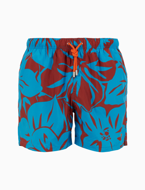 Men's swimming shorts light blue with floral pattern - Man | Gallo 1927 - Official Online Shop