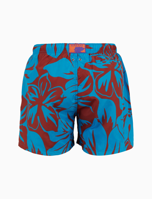 Men's swimming shorts light blue with floral pattern - Man | Gallo 1927 - Official Online Shop