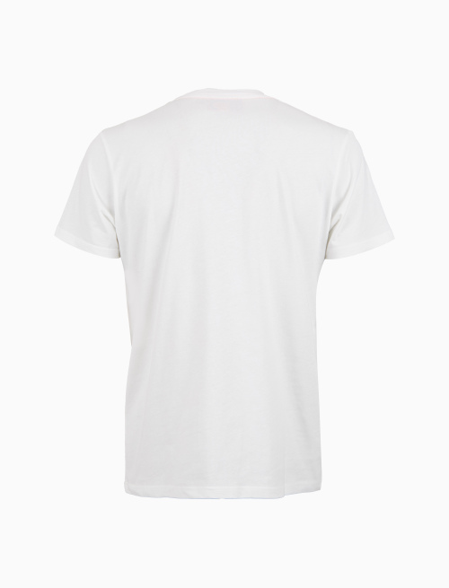 T-shirt girocollo uomo cotone tinta unita bianco con taschino seersucker - T-Shirts | Gallo 1927 - Official Online Shop