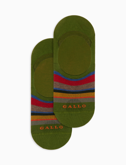 Unisex green cotton invisible socks with multicolor stripes - New In | Gallo 1927 - Official Online Shop