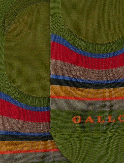 Unisex green cotton invisible socks with multicolor stripes - New In | Gallo 1927 - Official Online Shop