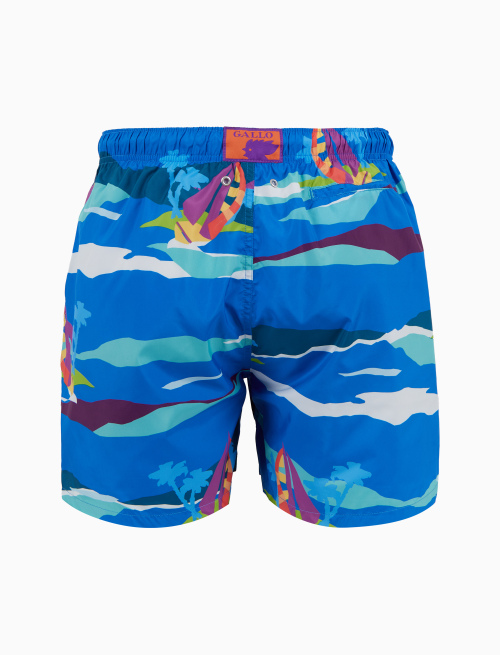 Men's blue swimming shorts with sailboat pattern - Man | Gallo 1927 - Official Online Shop