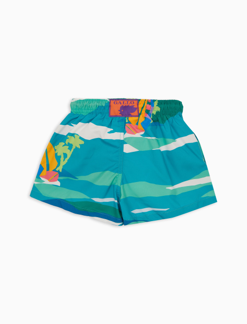 Boxer mare bambino fantasia barche a vela verde - Beachwear | Gallo 1927 - Official Online Shop