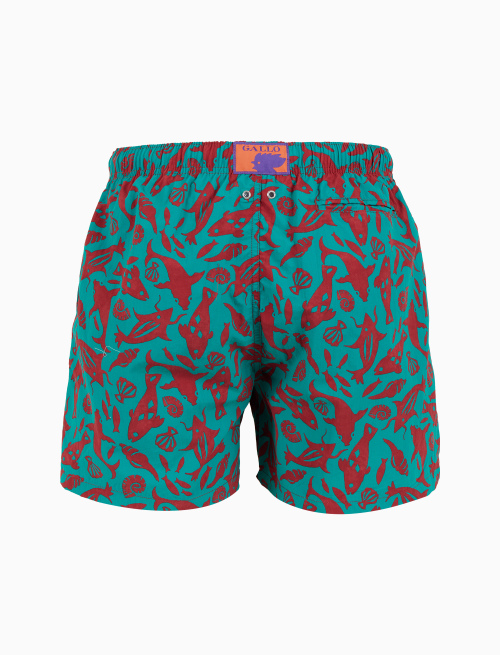 Men's green swimming shorts with primordial fish pattern - Man | Gallo 1927 - Official Online Shop
