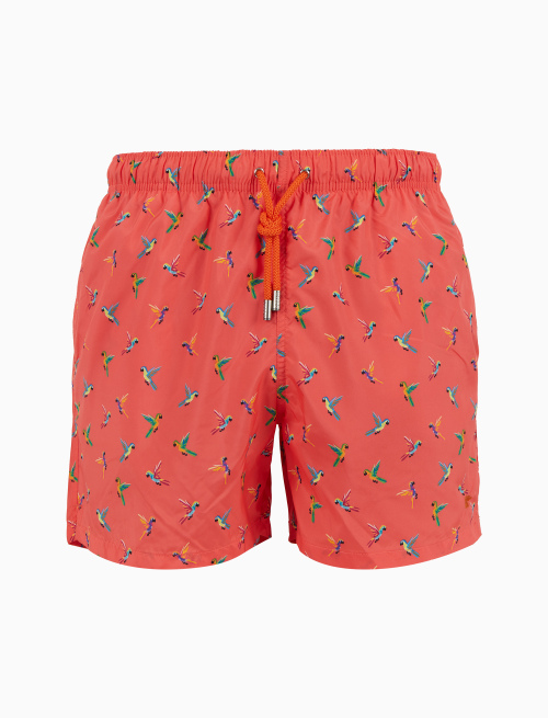 Men's pink swimming shorts with parrot pattern - Man | Gallo 1927 - Official Online Shop