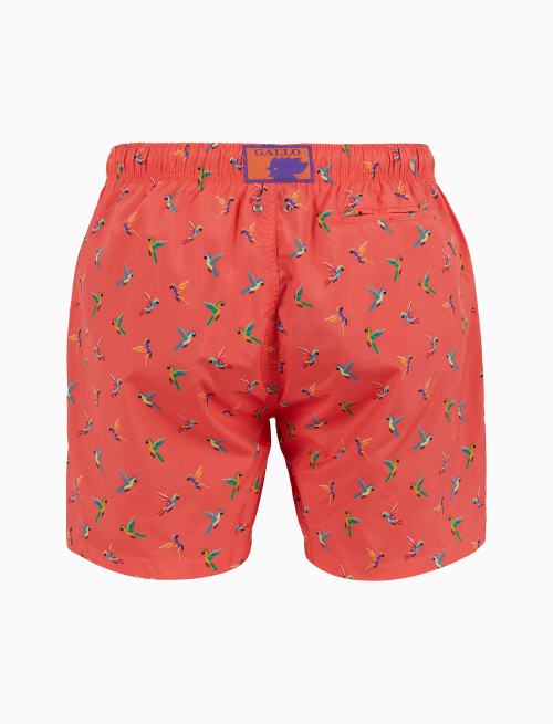 Men's pink swimming shorts with parrot pattern - Man | Gallo 1927 - Official Online Shop
