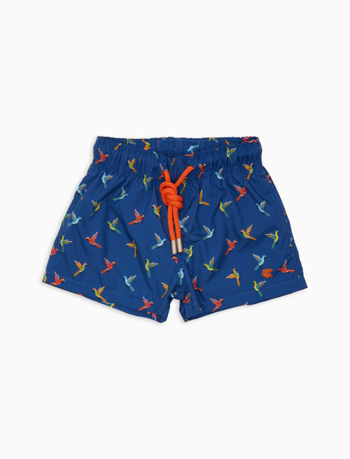 Boxer mare bambino fantasia pappagalli blu - Beachwear | Gallo 1927 - Official Online Shop