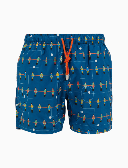 Men's blue swimming shorts with foosball pattern - Man | Gallo 1927 - Official Online Shop