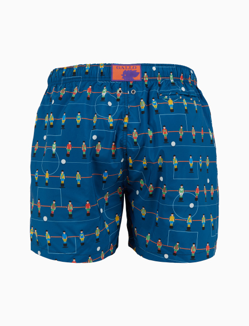 Men's blue swimming shorts with foosball pattern - Man | Gallo 1927 - Official Online Shop
