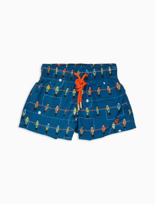 Boxer mare bambino fantasia calcio balilla blu - Boys beachwear | Gallo 1927 - Official Online Shop