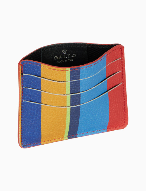 Porta carta di credito unisex in pelle martellata righe multicolor blu - Accessori | Gallo 1927 - Official Online Shop