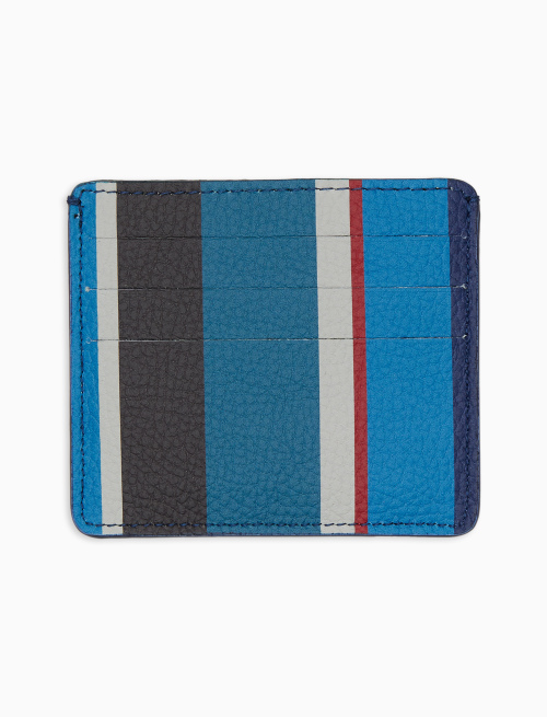 Porta carta di credito unisex in pelle martellata righe multicolor blu - Gift ideas | Gallo 1927 - Official Online Shop