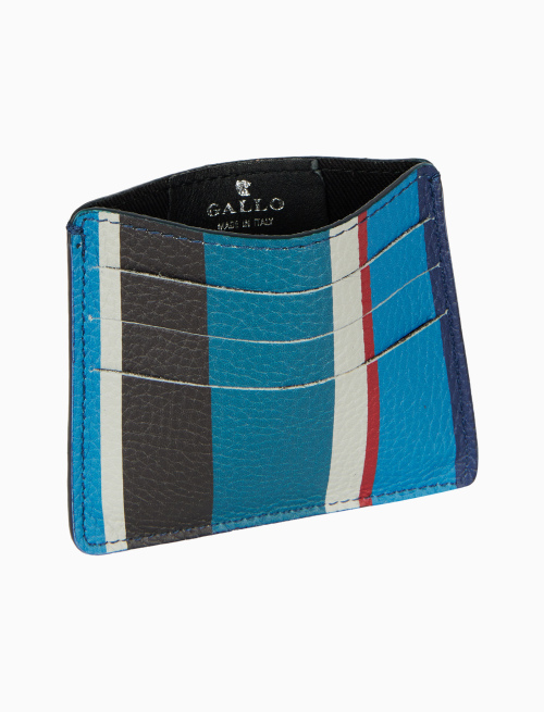 Porta carta di credito unisex in pelle martellata righe multicolor blu - Gift ideas | Gallo 1927 - Official Online Shop