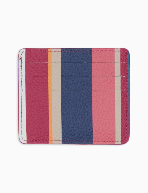 Porta carta di credito unisex in pelle martellata righe multicolor bianco - Gift ideas | Gallo 1927 - Official Online Shop