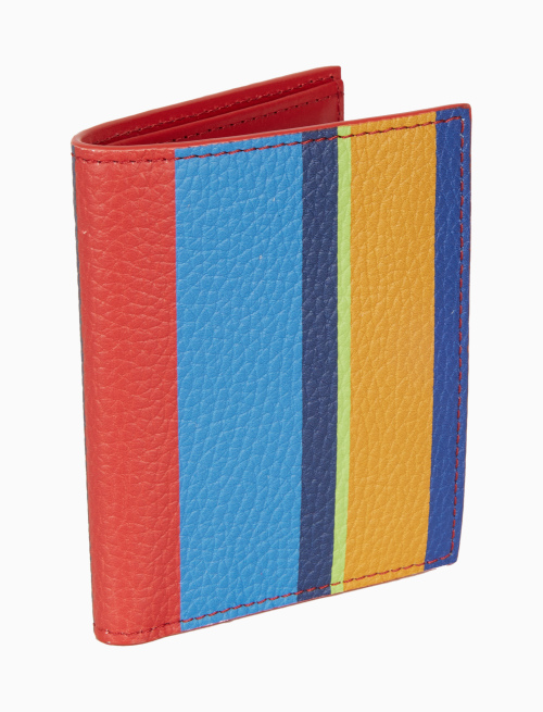 Porta carta di credito unisex in pelle martellata righe multicolor blu - Accessori | Gallo 1927 - Official Online Shop