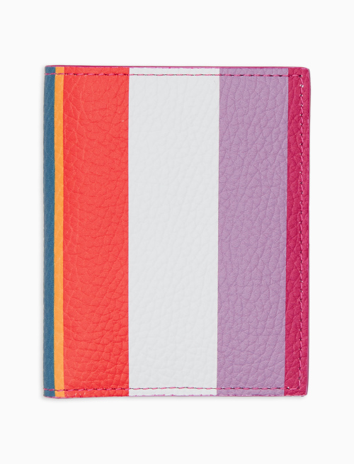 Unisex white hammered leather card holder with multicolor stripes - Accessories | Gallo 1927 - Official Online Shop