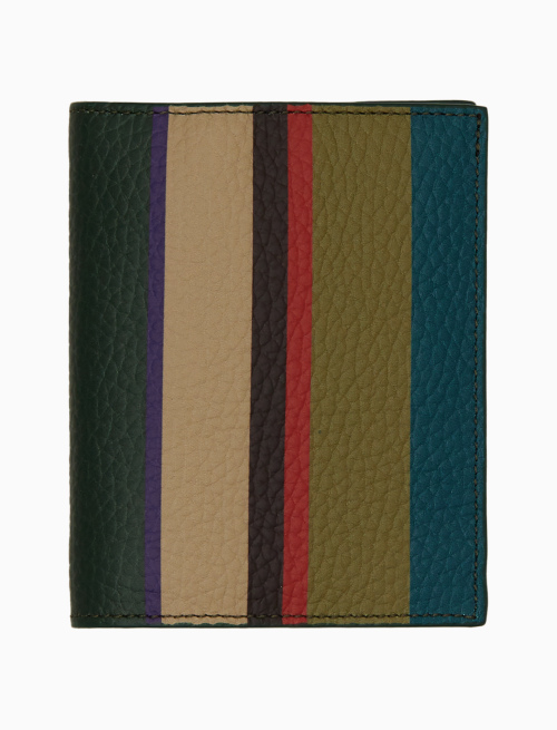 Porta carta di credito unisex in pelle martellata beige righe multicolor - Piccola Pelletteria | Gallo 1927 - Official Online Shop