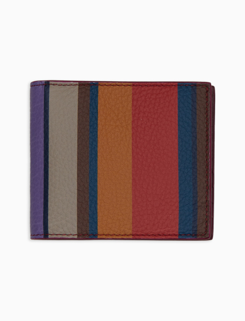 Portafoglio piccolo con portamonete uomo pelle martellata bordò righe multicolor - Pelletteria | Gallo 1927 - Official Online Shop