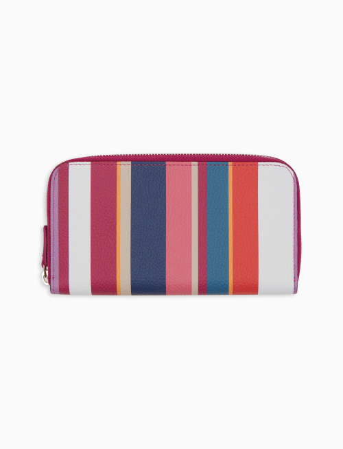 Women's white hammered leather wallet with multicolor stripes - Accessories | Gallo 1927 - Official Online Shop
