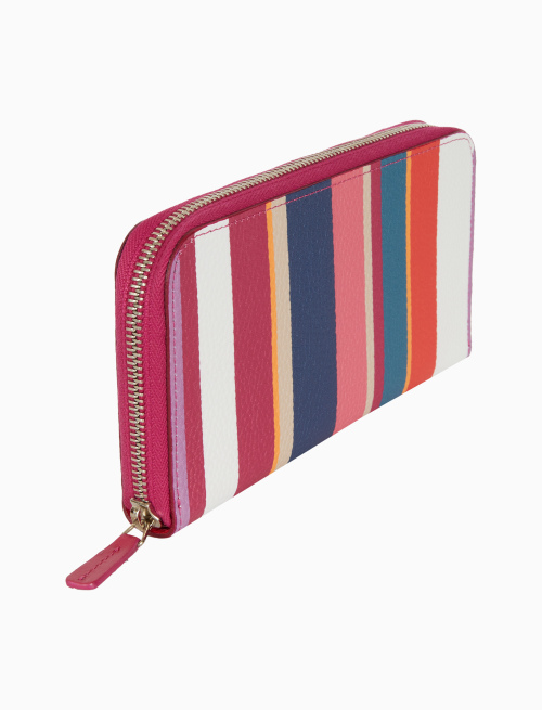 Portafoglio donna in pelle martellata righe multicolor bianco - Accessori | Gallo 1927 - Official Online Shop