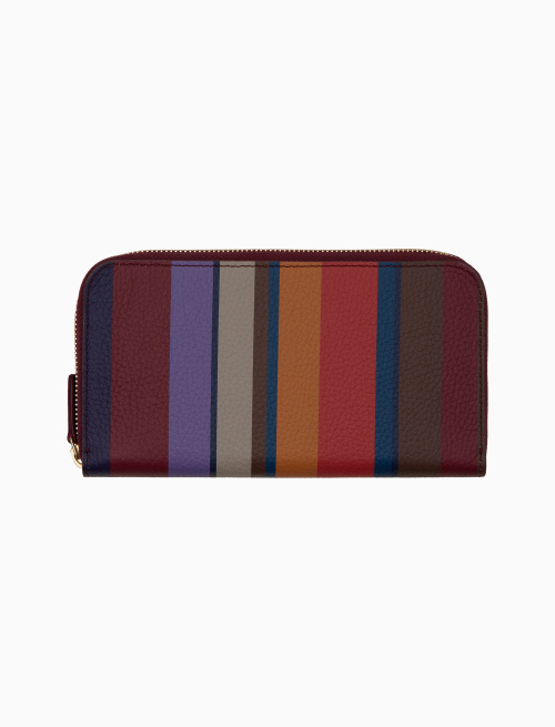Portafoglio donna in pelle martellata bordò righe multicolor - Piccola Pelletteria | Gallo 1927 - Official Online Shop