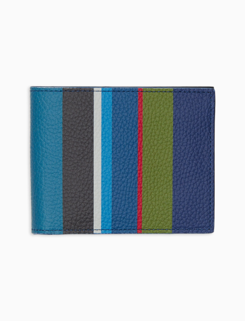 Portafoglio uomo in pelle martellata righe multicolor blu - Pelletteria | Gallo 1927 - Official Online Shop