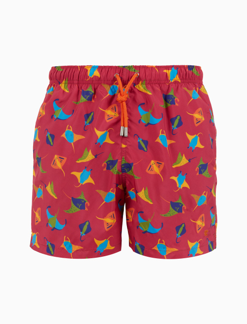 Men's fuchsia swimming shorts with manta ray pattern - Man | Gallo 1927 - Official Online Shop