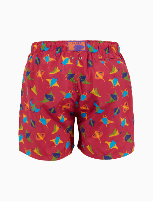 Men's fuchsia swimming shorts with manta ray pattern - Man | Gallo 1927 - Official Online Shop
