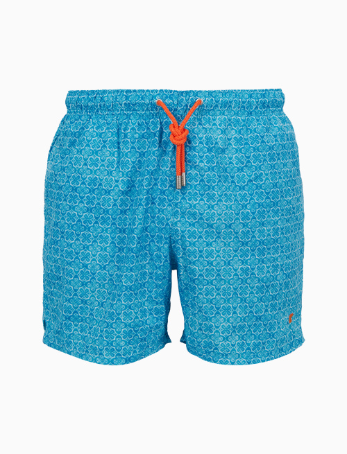 Men's light blue swimming shorts with batik pattern - Man | Gallo 1927 - Official Online Shop