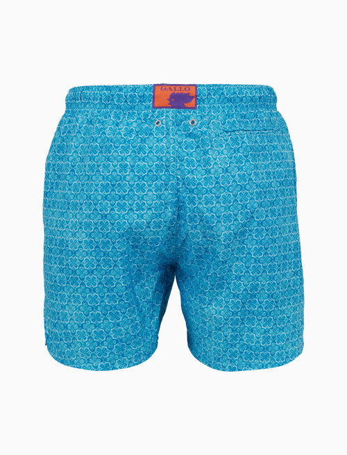 Men's light blue swimming shorts with batik pattern - Man | Gallo 1927 - Official Online Shop