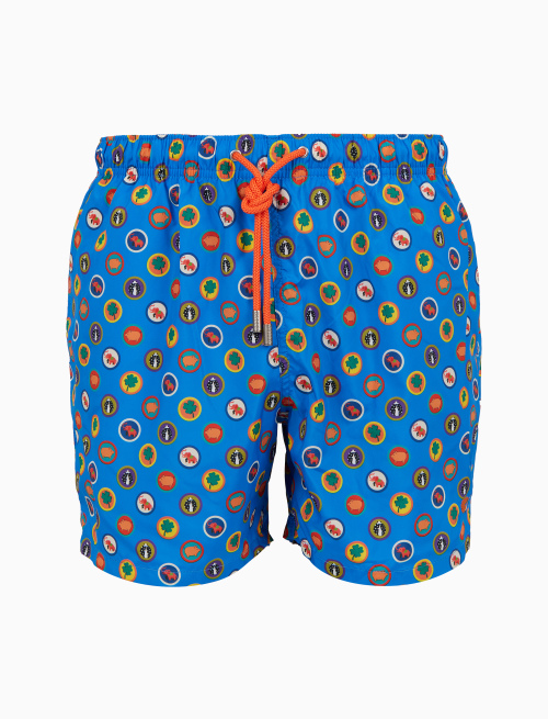 Men's light blue swimming shorts with good luck pattern - Man | Gallo 1927 - Official Online Shop