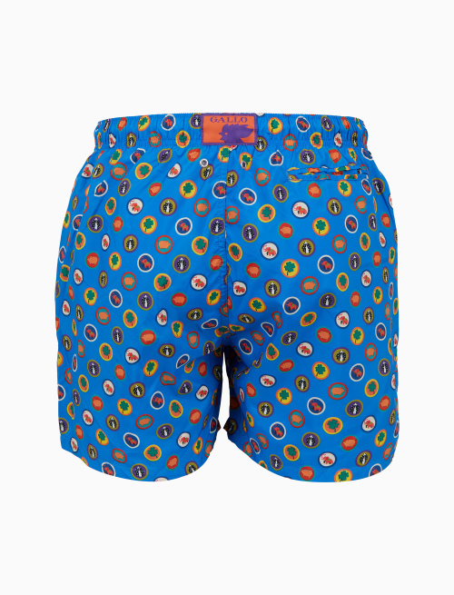 Men's light blue swimming shorts with good luck pattern - Man | Gallo 1927 - Official Online Shop